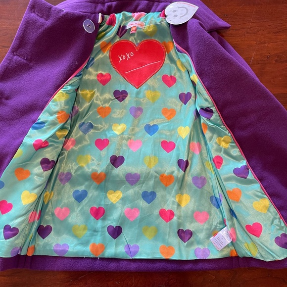 🆕 LITTLE MISS MATCHED Purple Multicolor Button Pea Coat ~ 4 - Picture 8 of 10